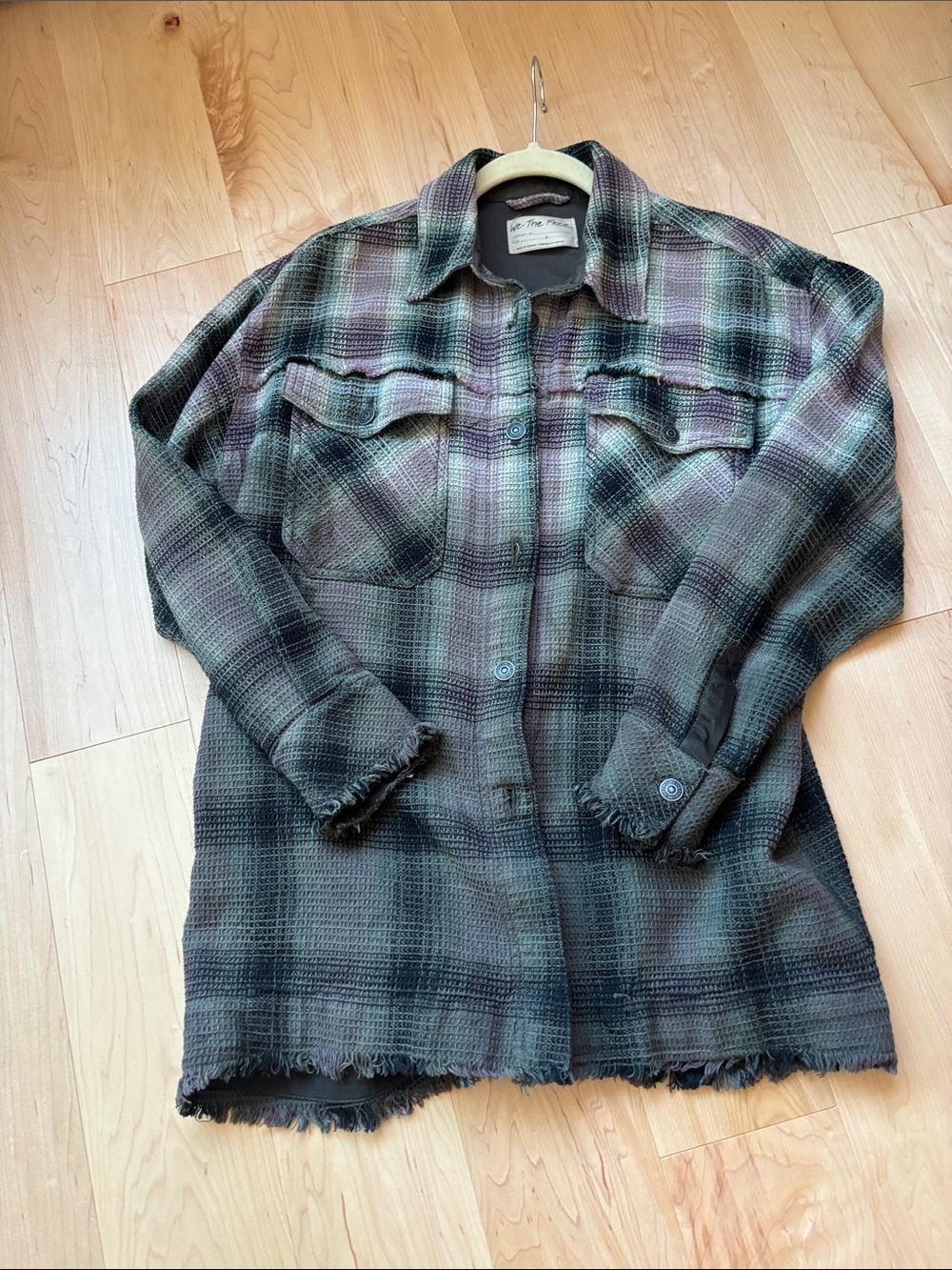 Women’s We The Free Free People Green Plaid Lightweight Shacket